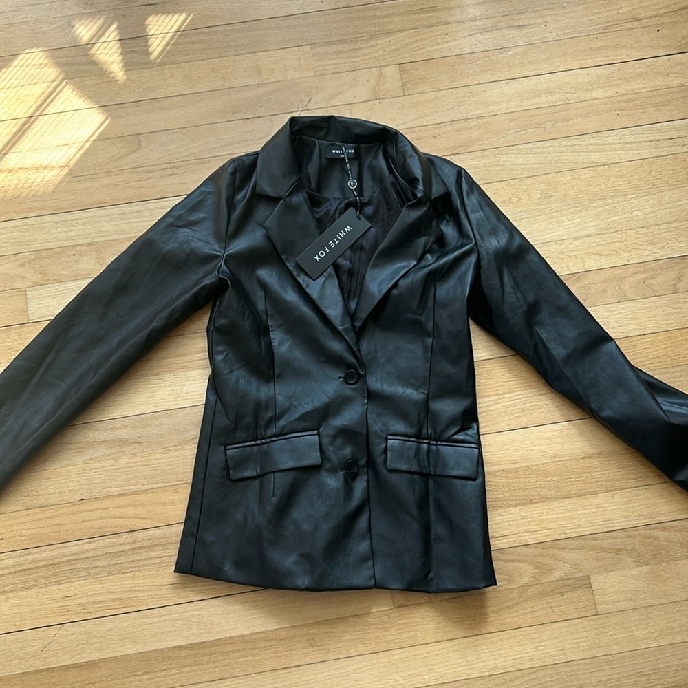 White fox leather jacket (vegan)